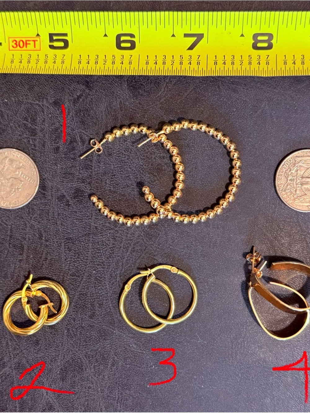 Gold Beaded Hoop Earrings - Women Jewelry